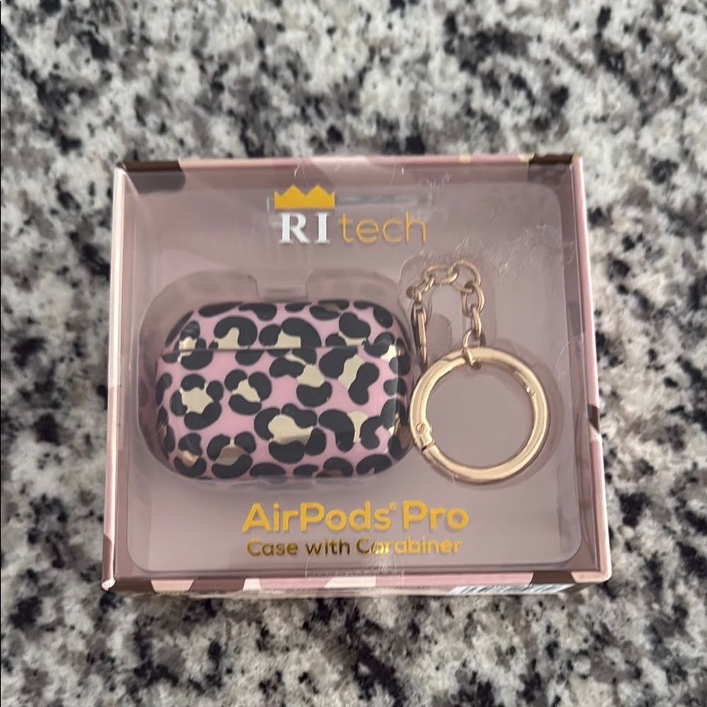 Pink Leopard AirPods Pro Case with Carabiner